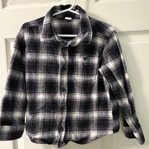 Old Navy Kids Plaid Button Down Shirt - Black and White